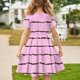 thumbnail image 4 of Girls' Summer Dress Kids 2025 Short Sleeve Striped Casual Dress Soft Perfect for Summer ,Sie:120, 4 of 5