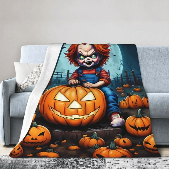 Chucky Throw Blanket, All Season Decorative Soft Cozy Fleece Blankets, Room Decor For Bed Chair Car Sofa Couch Bedroom