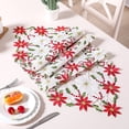 thumbnail image 3 of Camino de mesa de flores de Navidad, 15.0 x 70.0 in, camino de mesa de hojas de acebo bordado para decoraciones navideñas, 3 of 5