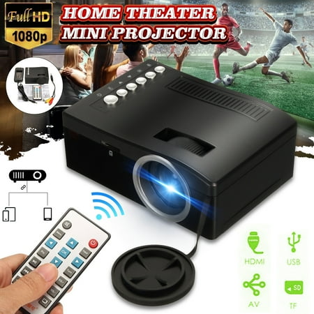 Mini Projector For Gaming Mini 1080P HD Portable LED LCD Home Theater Projector AV USB TF Multimedia wit Speaker interface High Definition Multimedia Interface For TV, laptop, gaming console, DVD player ()