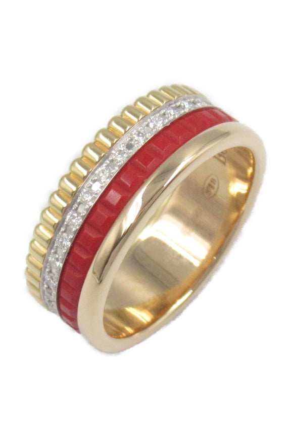 Pre-Owned Boucheron Quatre Red Diamond Ring, Small, Ceramic, Diamond, 750 Three-Gold, Women's,...