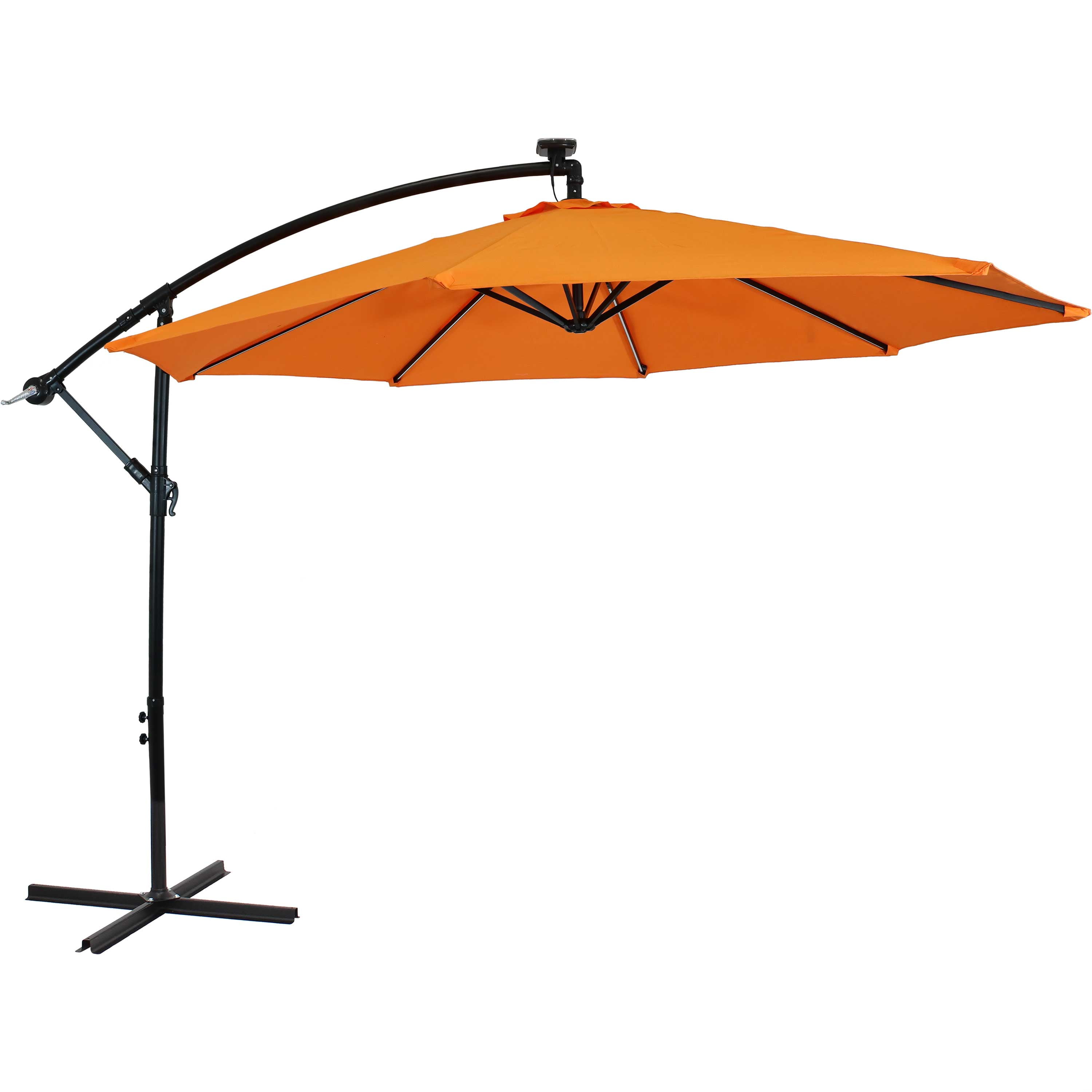 MF Studio 10ft Offset Hanging Umbrella with 32 PCS LED Lights Solar Powered Pati 
