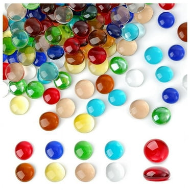 Mini Glass Gems, Mixed Colour Mancala Flat Bottom Marble Beads for Home Decorative Art Craft Vase Filler