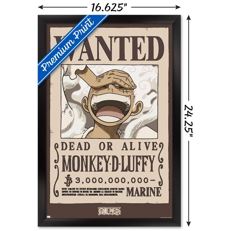 One Piece - Monkey D Luffy Wanted Poster Wall Poster, 14.725