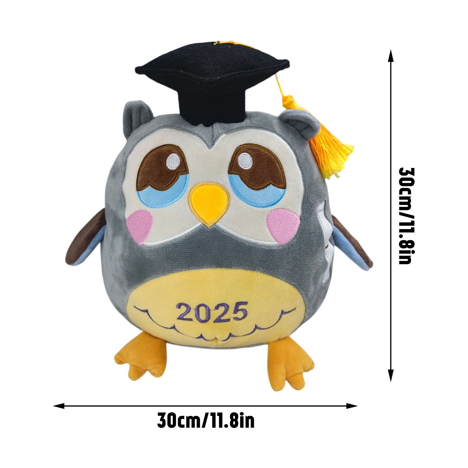 Adorable Graduation Owl Plush Toy 2025 Soft Stuffed Animal with Cap and Tassel for Graduates, 12 Inches