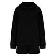 thumbnail image 5 of Scyoekwg Womens 2 Piece Sets Casual Sets Long Sleeve Sweatshirt Shorts Matching Outfits Fashion Sweatsuit Tracksuit (Black,S), 5 of 6