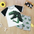 thumbnail image 2 of Tiweut Boys Casual 2 Piece Outfits Toddler Kids Dinosaur Print Pajama Crewneck Short Sleeve Tops Shorts Sleepwear Boy Classic Fit Clothing Suit 5-6 Y, 2 of 3