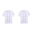 thumbnail image 3 of Chaqueta de cocinero de manga corta Matsuzay uniforme de cocina transpirable agradable a la piel Blanco M 2piezas, 3 of 6