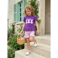 thumbnail image 6 of Gzhioc Toddler Baby Girls Easter Summer Outfits 6 12 18 24 Months 2T 3T 4T Short Sleeve Crew Neck Bunny Embroidery Tops and Elastic Waist Plaid Shorts Clothes Set, 6 of 9