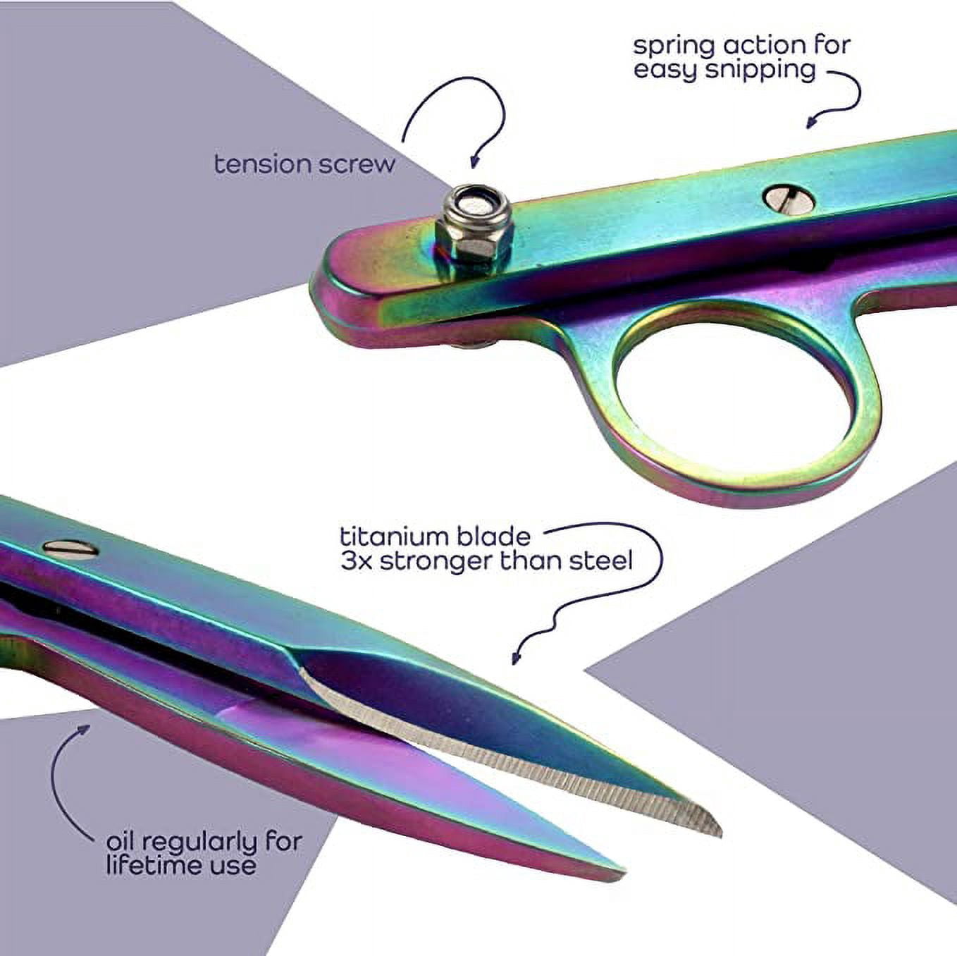 JubileeYarn Professional Multi-Purpose Titanium Precision Trimmer - Rainbow - 3 Pairs