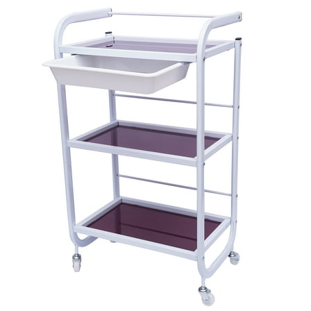 Wildnix Durable Salon Trolley with Three Spacious Layers, Silent 360° Swivel Wheels, Sturdy Iron Frame, and Space-Saving Design for Work and Home