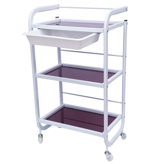 Wildnix Durable Salon Trolley with Three Spacious Layers, Silent 360° Swivel Wheels, Sturdy Iron Frame, and Space-Saving Design for Work and Home