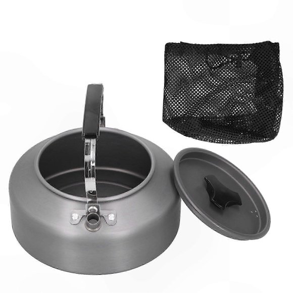 Portable Camping Kettle for Coffee and Tea, 1.6L Outdoor Cooking Pot with Black Handle for Hiking, Fishing, and Barbecue