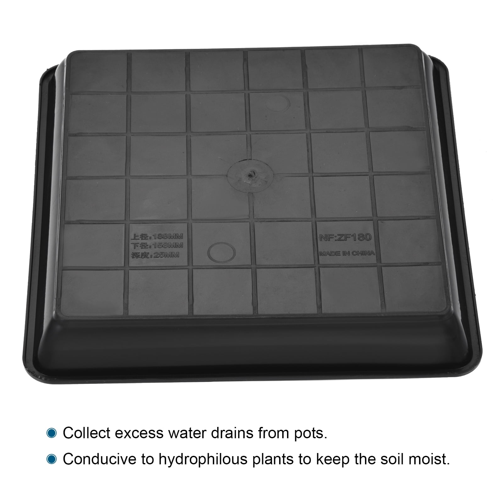 Unique Bargains Plastic Square Plant Saucer Flower Drip Tray 4pcs Black 7"