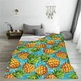 thumbnail image 5 of Honeii Pineapple Print Fleece Blanket - Throw Blanket for Bed, Sofa, Couch, Camping, and Travel , Microplush Ultra Soft Warm Blanket-40"x30", 5 of 7