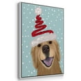 thumbnail image 3 of Christmas Golden Retriever and Spring Santa Hat - Framed Gallery Wrapped Holiday Canvas - 27 x 41 - White Frame, 3 of 8