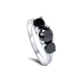 thumbnail image 3 of 2 1/3ct Treated Black Diamond Three Stone Ring 14K White Gold, 3 of 4
