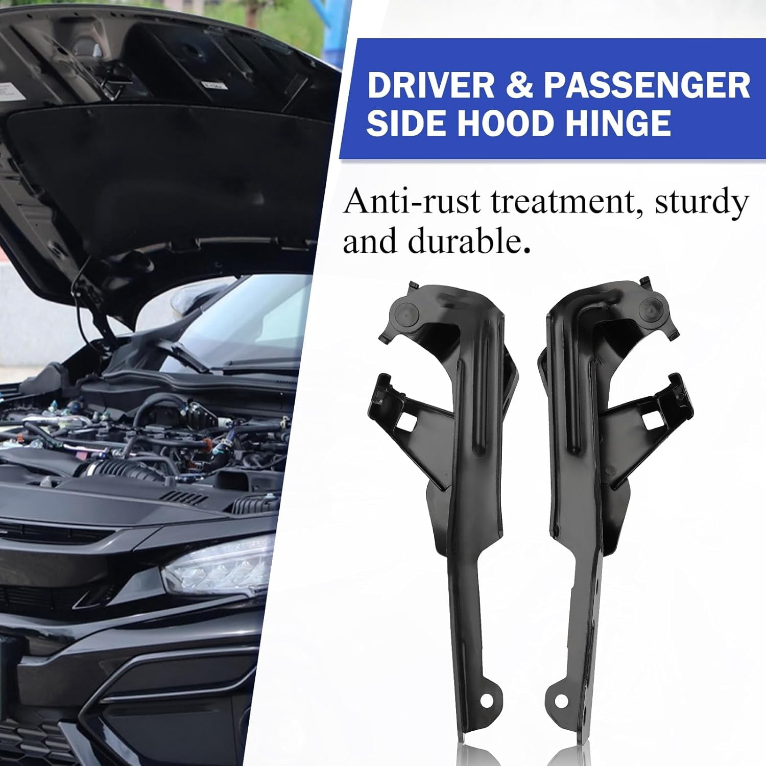 Hood Hinge for 2016-2021 Honda Civic Front Left/Right Driver & Passenger Side LH RH HO1236143 HO1236144
