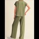 thumbnail image 5 of Conjunto Informal de Dos Piezas de Punto Acanalado para Mujer, Camiseta de Corta y Pantalón , Ideal para el Hogar y para Viajes Verde L, 5 of 9