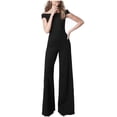 thumbnail image 1 of Yuyuzo Women 1 Piece Jumpsuits off Shoulder Flare Pants Wide Leg High Waisted Evening Party Rompers, 1 of 6
