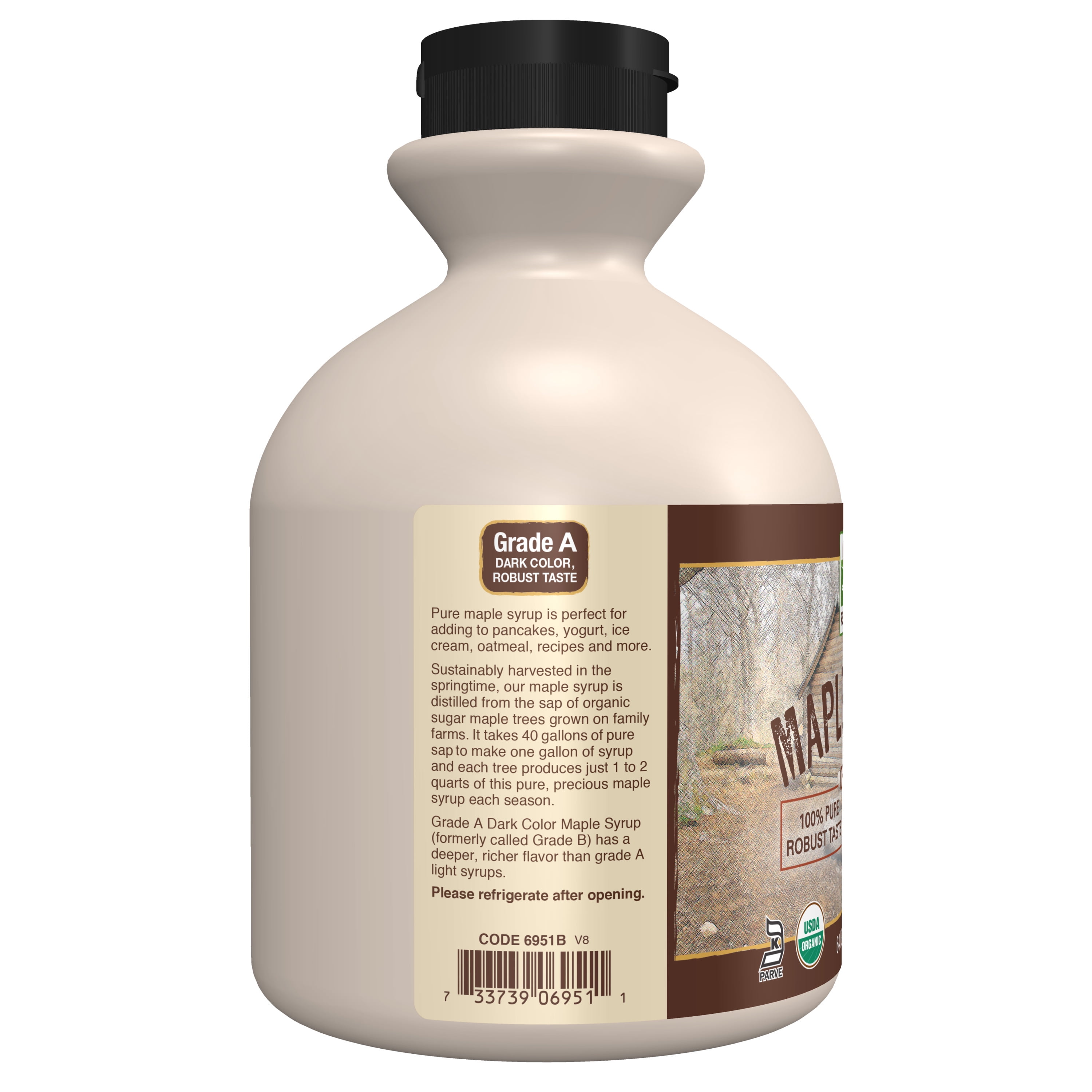 NOW Foods, Certified Organic Maple Syrup, Grade A Dark Color, Certified Non-GMO, Pure, Robust Taste, 64-Ounce