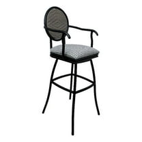 Outdoor Patio Swivel Extra Tall 34" Bar Stool - Adelle - Coco Taupe- black metal