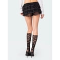 thumbnail image 6 of Argulvti Womens Layered Ruffle Shorts Polyester Casual Elastic Waist Bow Front Solid Color Lace Shorts Going Out Pants, 6 of 7