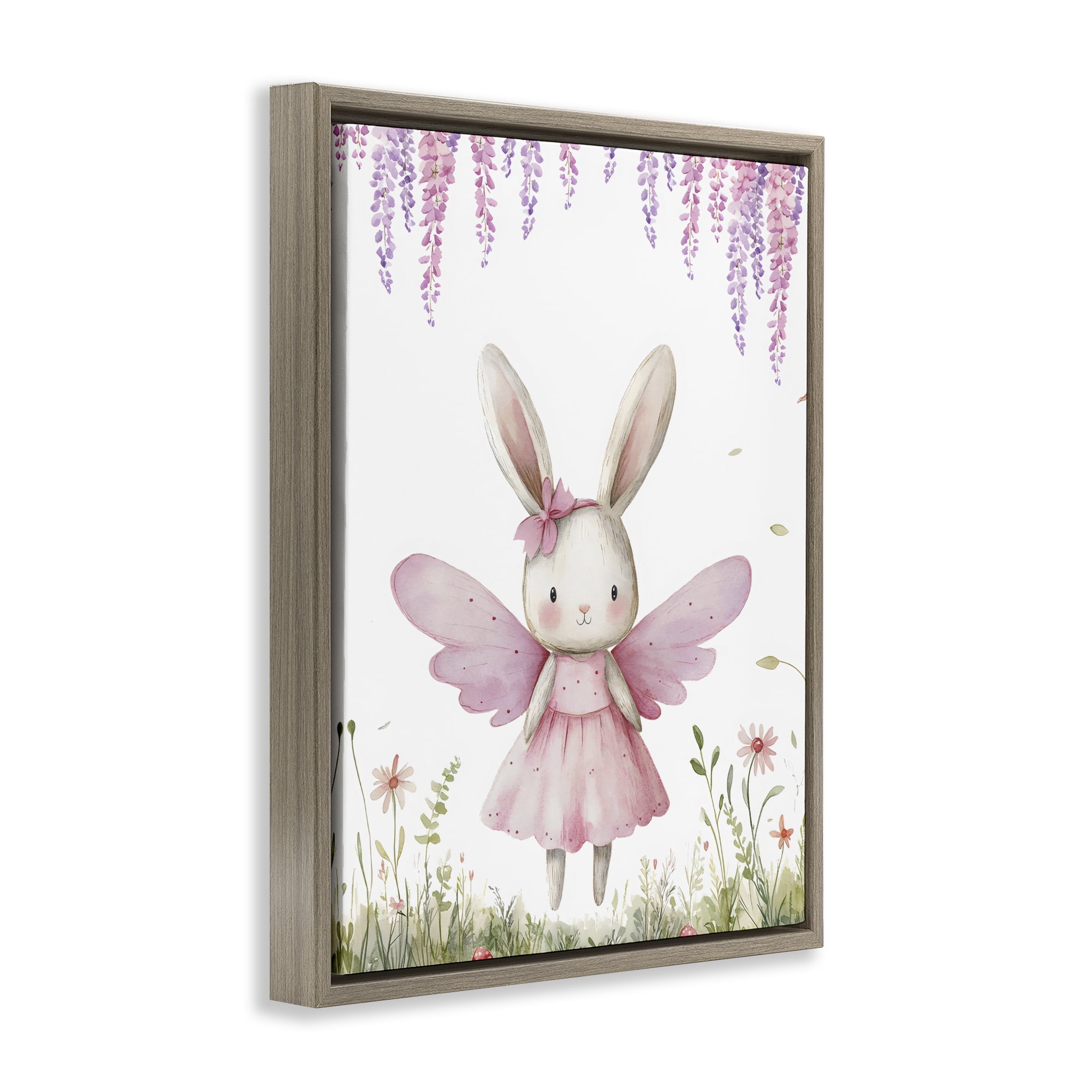 Stupell Industries Woodland Bunny Forest Fairy Brown Framed Floater Canvas Wall Art, design by LSR Design Studio