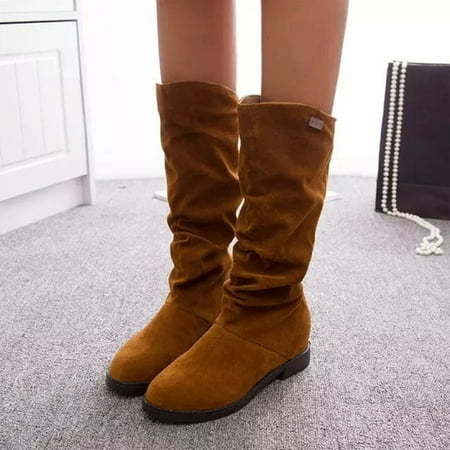 

TALKVE Boots Soft Winter Suede Autumn MidSolid Warm Boots Classic Women s Color Lowheel Women s Women s Boots