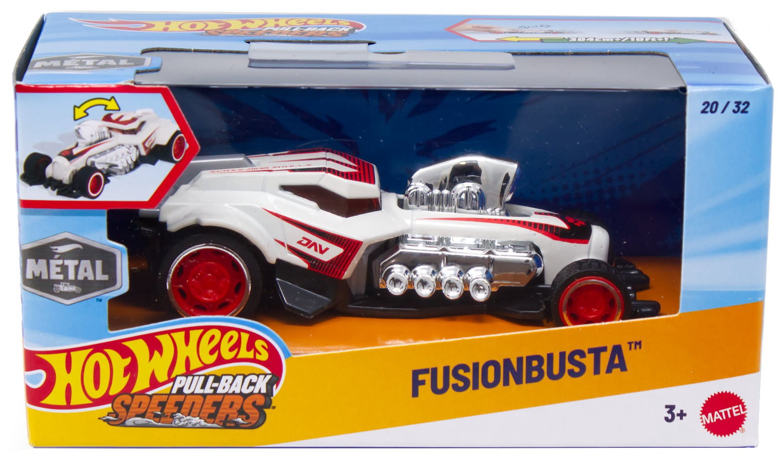Hot Wheels Pull-Back Speeders Toy Car in 1:43 Scale, Pull Car