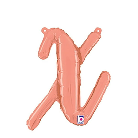 14 inch Script Letter X - Rose Gold (Air-Fill Only) Betallic Foil Mylar Balloon - Party Supplies Decorations