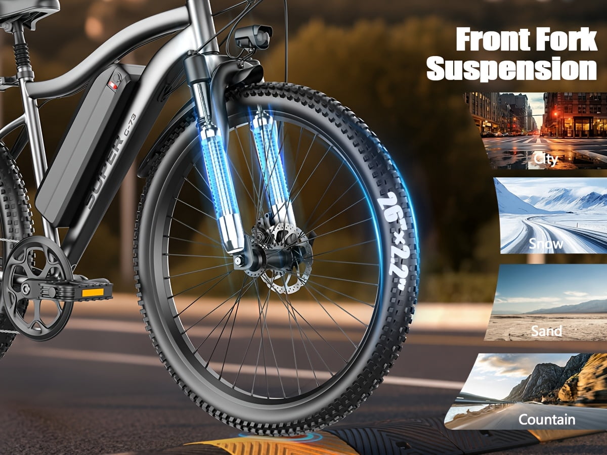 Adult Electric Bicycle, Electric Mountain Bike, 500W-740W(Peak) Motor, 15-20 Mph, Can Travel Over 10-45 Miles On A Single Charge, 48V 10AH/13AH Detachable Battery, Front Fork Suspension