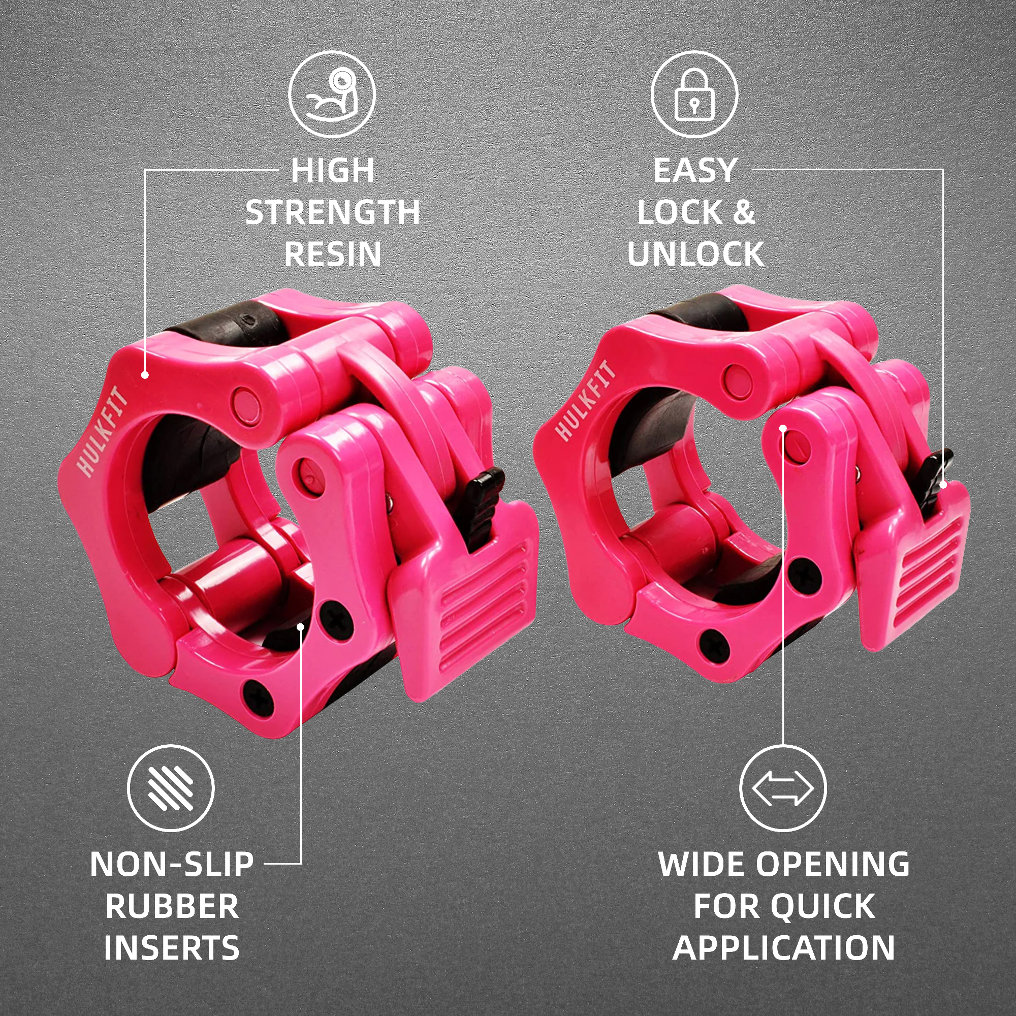 FlexWave Fitness Heavy-Duty Nylon Olympic Barbell Clamps – Quick Release Locking Collars for 2” Barbells, Set of 2