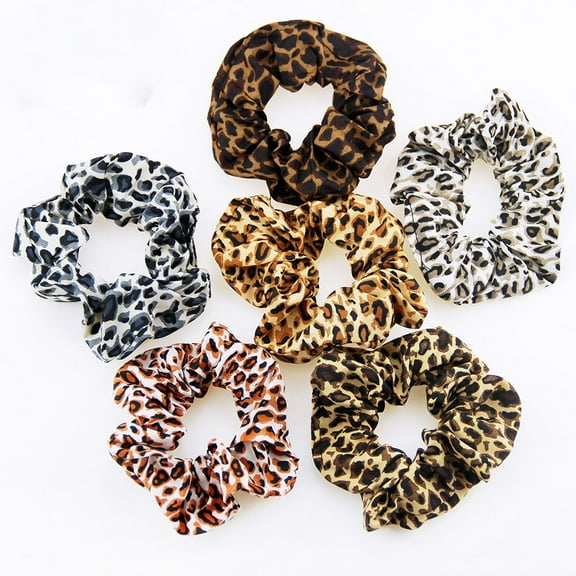GIXUSIL 6 Pcs Big Scrunchies Animal Print Large Soft Leopard Scrunchy Hair Ties Elastic Bands Ponytail Holder Hair Accessories for Women and Girls Decoration Bun as a Gifts.