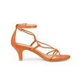 thumbnail image 3 of BLISSFUL STEP Strappy Knot Ankle Strap Kitten Heels Sandals for Women Orange 7.5, 3 of 7