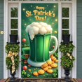 thumbnail image 3 of Green Theme St. Patrick's Day Banner Shamrock Pattern Irish Festival Display Gold Coins Design Beer Mug Leprechaun Backdrop for St. Patrick's Day Party Irish Celebration Pub Event, 3 of 9