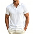 thumbnail image 4 of Dolkfu Retro Vintage True Classic&nbsp;Tees&nbsp;Men Button Collared White Short Sleeve Polos Minimalist Modern Plaid Tops White,Xs, 4 of 6