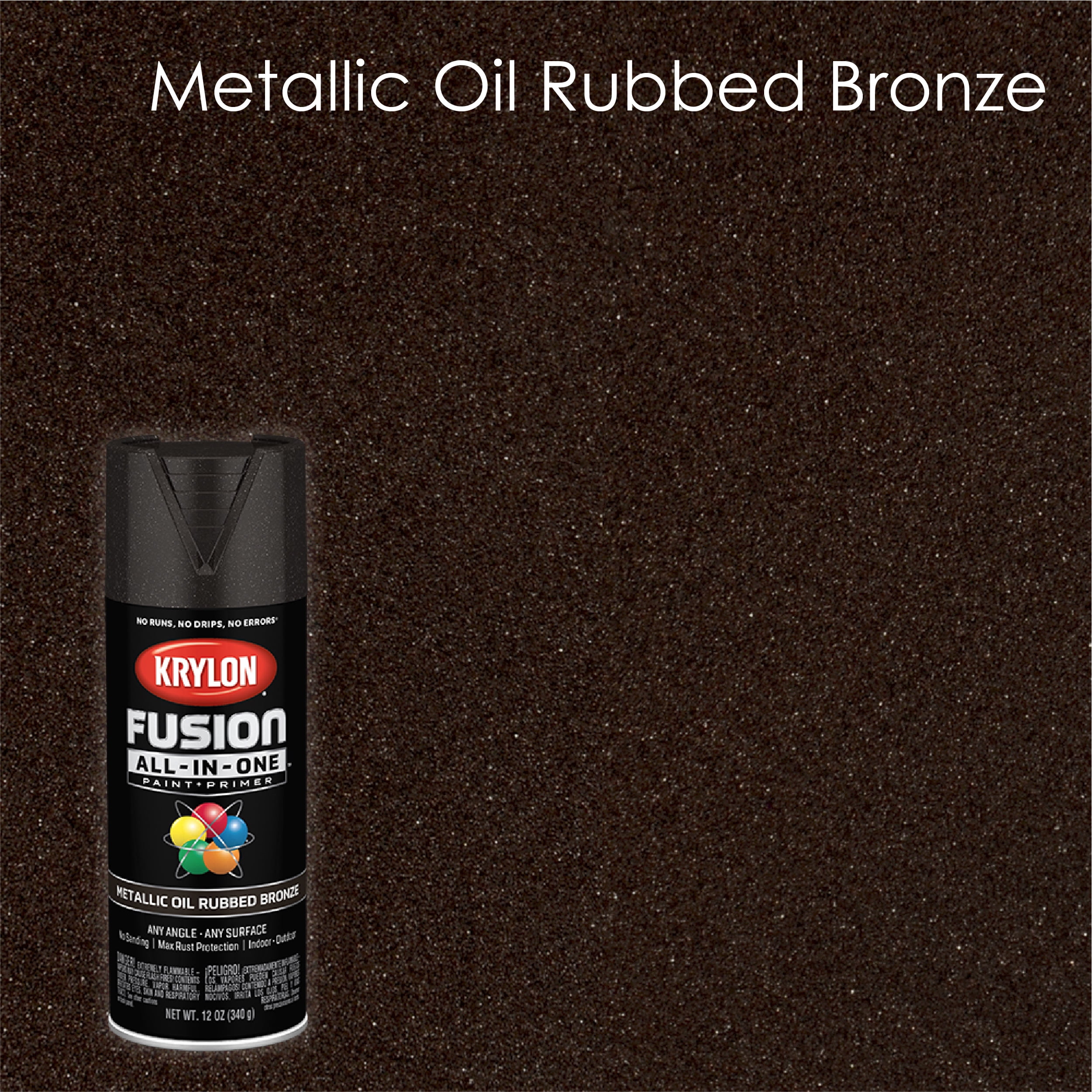 Krylon Fusion All-In-One Spray Paint, Metallic Oil Rubbed Bronze, 12 oz Paint Sprayer With Oil Based Paint