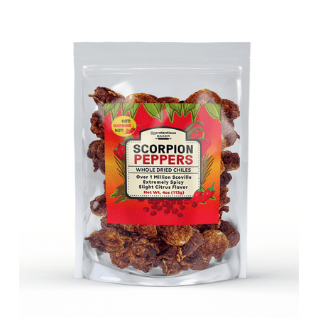 Unpretentious Whole Scorpion Peppers, 4 oz, Extremely Spicy, Hot Chile Peppers