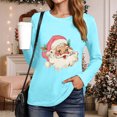 thumbnail image 4 of larppty Christmas Shirt for Women Novelty Pink Santa Xmas Graphic Long Sleeve Holiday Pullover Tops (Sky Blue, L), 4 of 8
