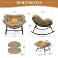 thumbnail image 6 of RADIATA Outdoor Indoor Papasan Rocking Chair with Ottomans 2PCS Oversized Wicker Royal Rocking Chair, Brown, 6 of 9