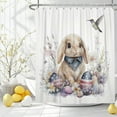 thumbnail image 2 of MIZHONA Spring Easter Shower Curtain Bunny Eggs with Floral Birds Fabric Bathroom Curtain 72x72 in, 2 of 4