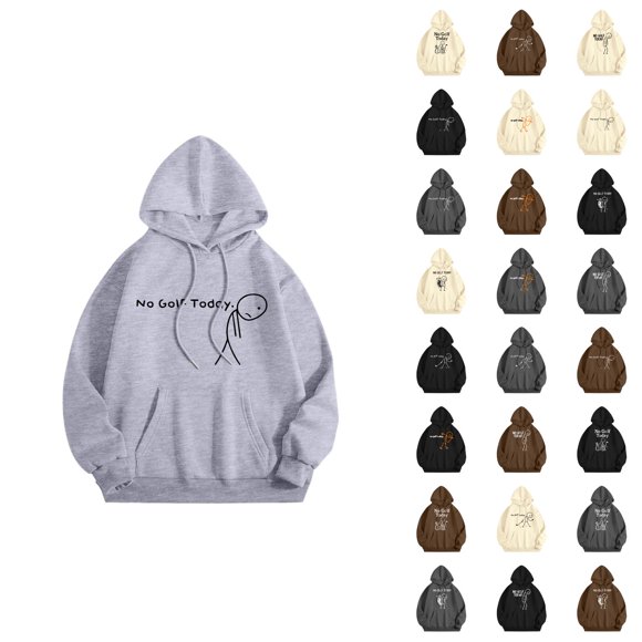 No Golf Today Hoodies Women Funny Sad Stickman Golfer Humor Golfers Graphic Hooded Sweatshirt with Pockets Women's Pullover