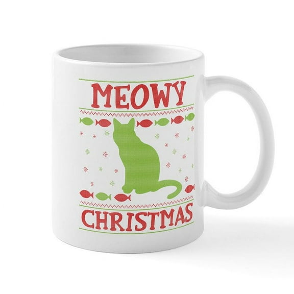CafePress - Meowy Christmas - 11 oz Ceramic Mug - Novelty Coffee Tea Cup