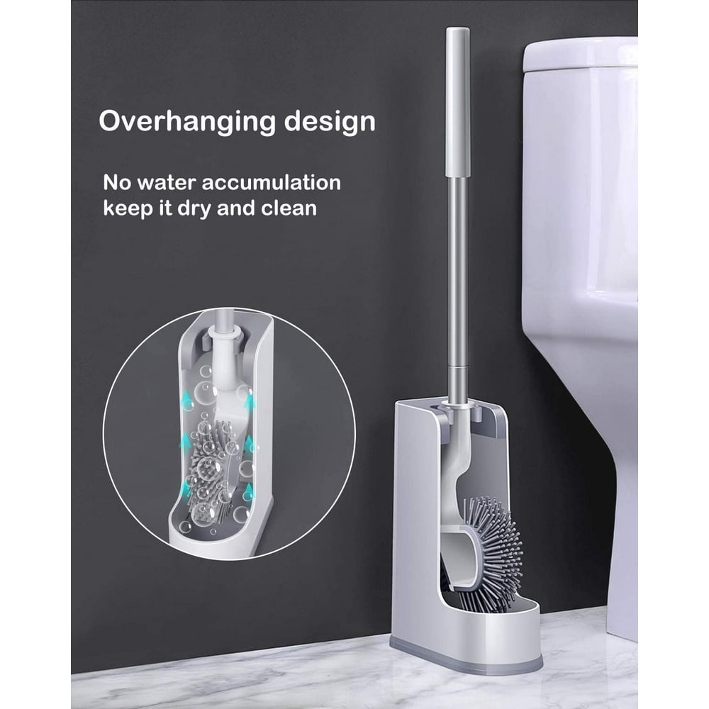 Toilet Scrubber Brush and Holder Under Rim Lip Brush with Storage Caddy