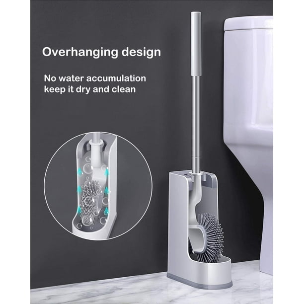 Toilet Scrubber Brush and Holder Under Rim Lip Brush with Storage Caddy