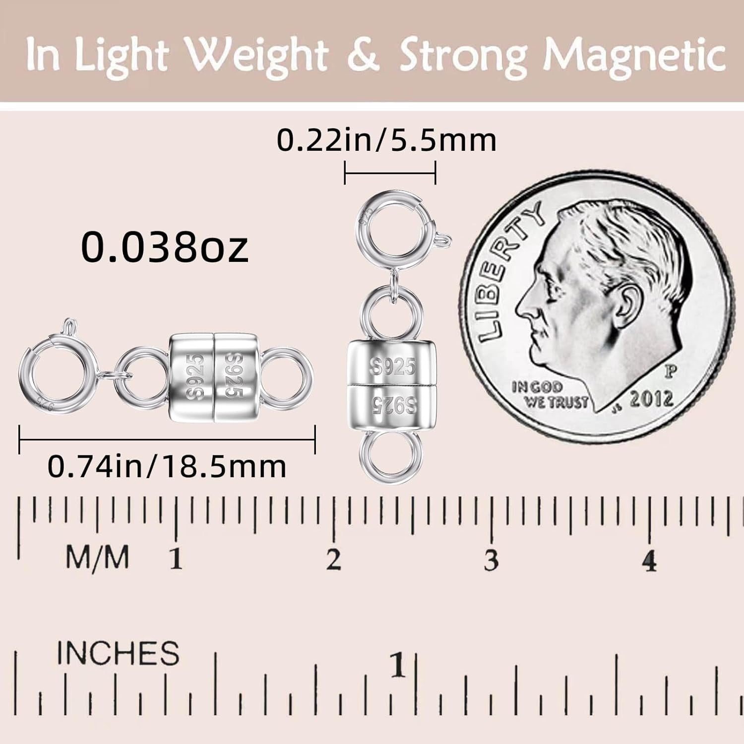 925 Sterling Silver Magnetic Necklace Clasps and Closures,Gold and Silver Magnetic Clasp Converter for Jewelry Making Supplies,Chain Extender Connector for Small Necklace Bracelet
