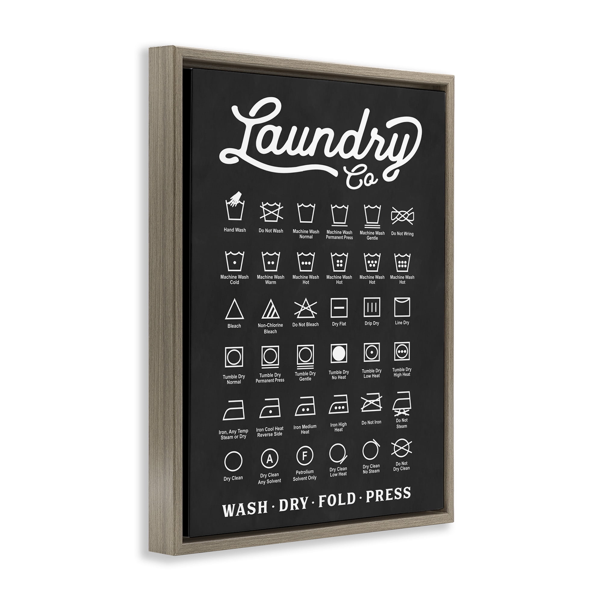 Stupell Industries Laundry Business Symbols Chart Abstract Painting Brown Floater Framed Canvas Art Print Wall Art, 17 x 21