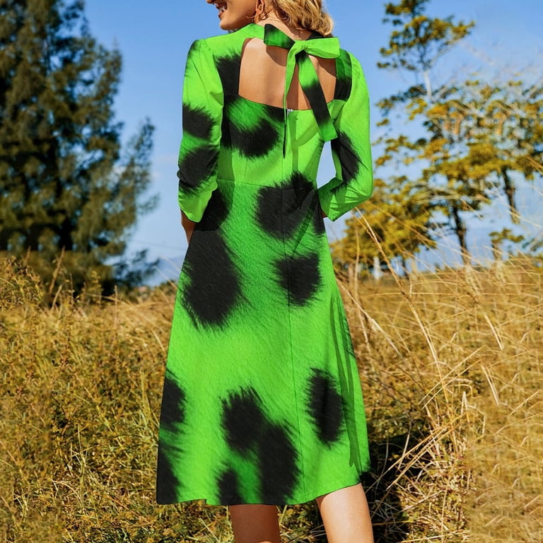 neon green leopard dress JHWJH25 Print Summer Dresses Woman Street Style Big Size Casual Dress, Women's, Size: 5XL Pink leopard