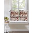 thumbnail image 4 of Vintage Farmhouse 2 Panel Kitchen Curtains for Small Windows, Brown Country Star Berries Wooden Grain Bathroom Tier Curtain, Short Window Treatment for Bedroom/Living Room 55"x36", 4 of 6